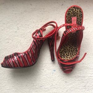 Pin Up type Betsey Johnson sequin heels. Slightly used. Looks like new.